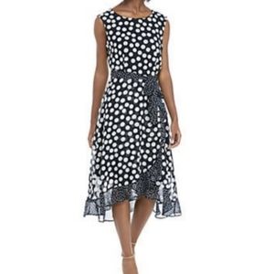 Sandra Darren Sleeveless Polkadot Chiffon Dress 10